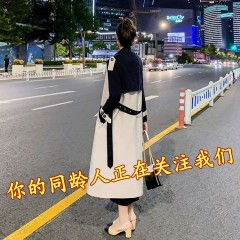 【杭州品牌】風衣女中長款2020春季新款韓版拼色寬松外套潮